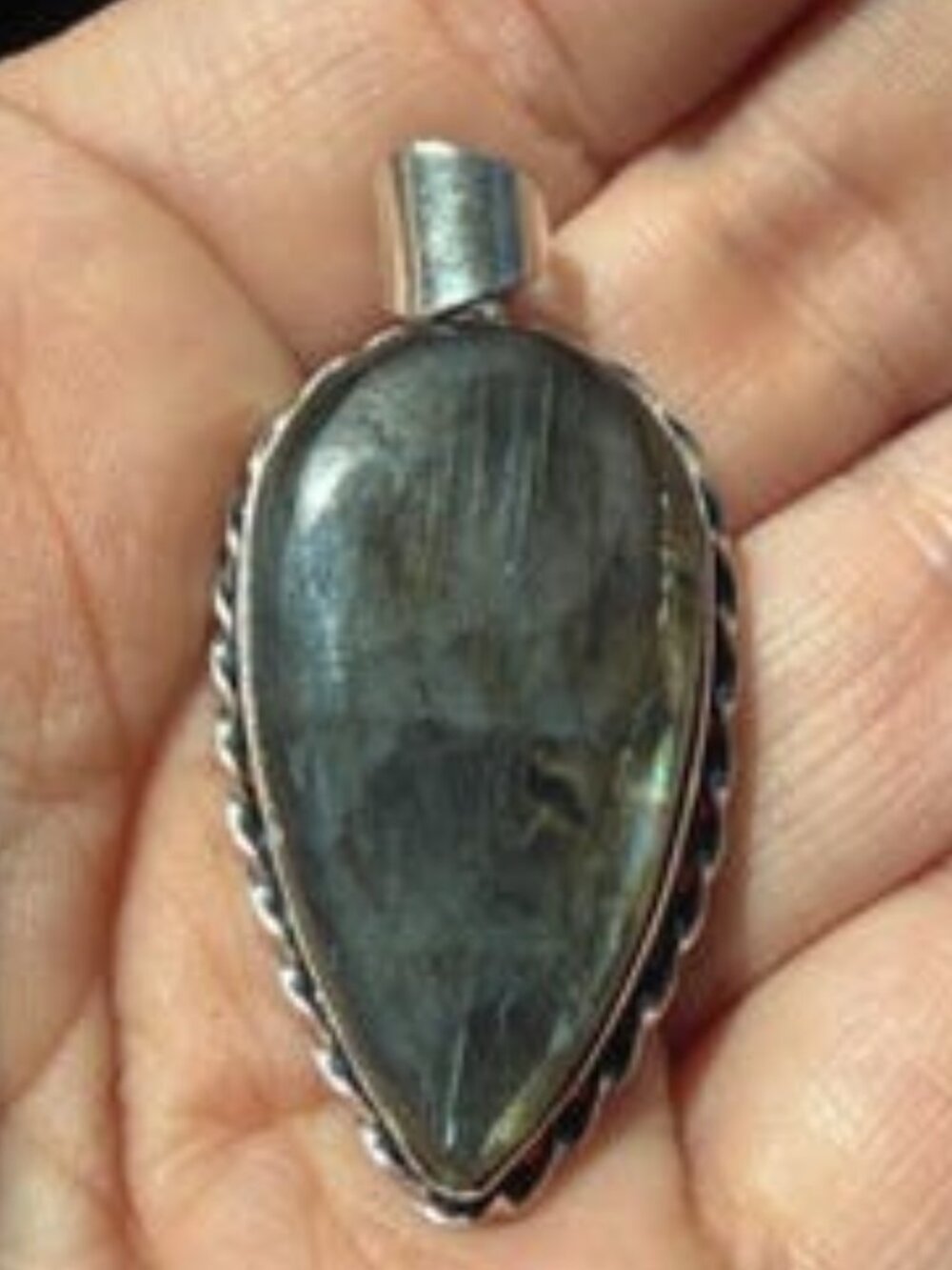 Labradorite Pendant Marquise Blue Flash Natural Gemstone Handmade Pendant - Picture 3 of 7